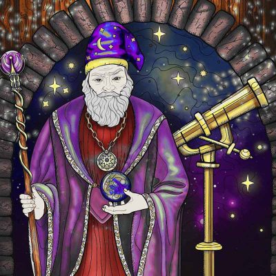 Full color line drawing of Professor Albus Dumbledore fro the chapter Arthur's Answer in Dumbledore's Army and the Summer of '98