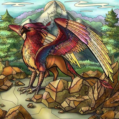 Full color line drawing of a hippogriff from the chapter Potter's Predicament in Dumbledore's Army and the Summer of '98